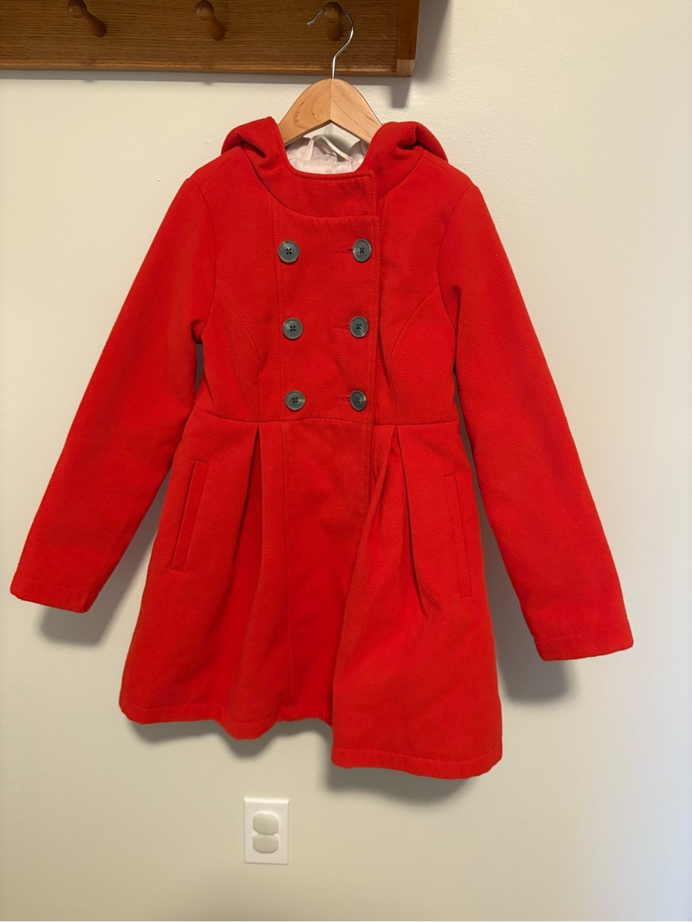 Cat & Jack Red Double-Breasted Hooded Pea Coat